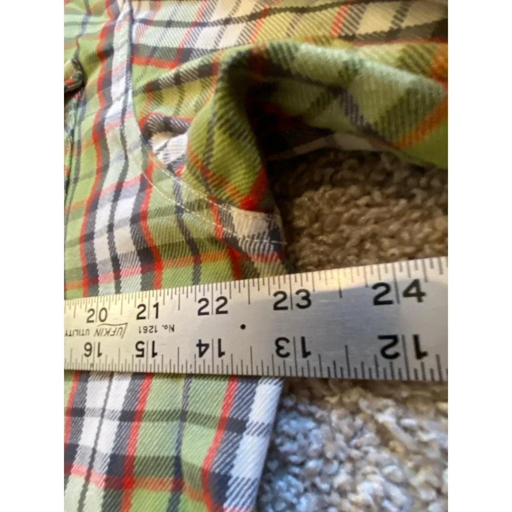 The North Face Shirt Large Men Plaid Flannel Green Long Sleeve Button Up SKU19